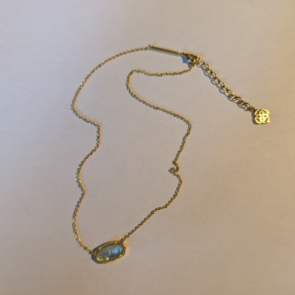 Elisa Gold Pendant Necklace in Light Blue Illusion